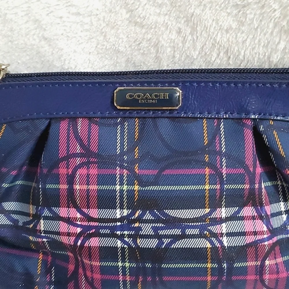 Coach Poppy Signature Tartan Plaid Wristlet